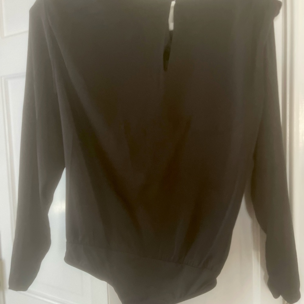 Black silk bodysuit top